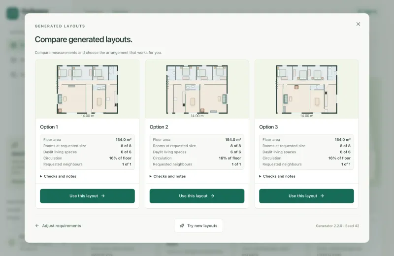 Compare generated layouts